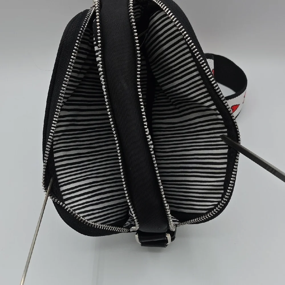 Brighton Black Crossbody Bag with Red Accents